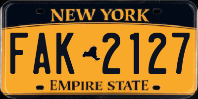 NY license plate FAK2127