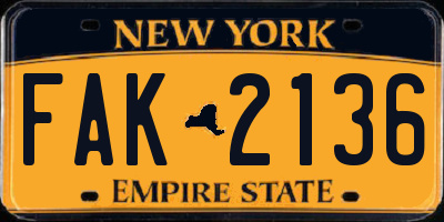 NY license plate FAK2136