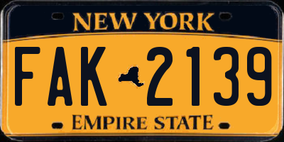 NY license plate FAK2139