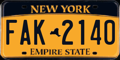 NY license plate FAK2140