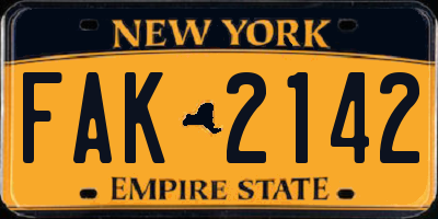 NY license plate FAK2142