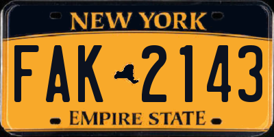 NY license plate FAK2143