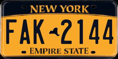 NY license plate FAK2144