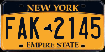 NY license plate FAK2145