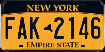 NY license plate FAK2146