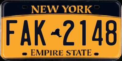 NY license plate FAK2148