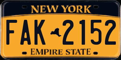 NY license plate FAK2152