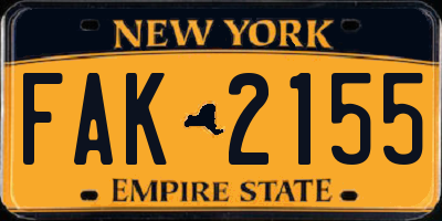 NY license plate FAK2155