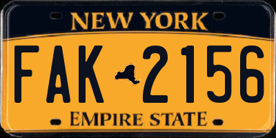 NY license plate FAK2156