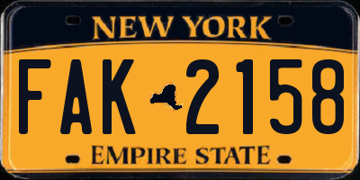 NY license plate FAK2158