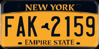 NY license plate FAK2159