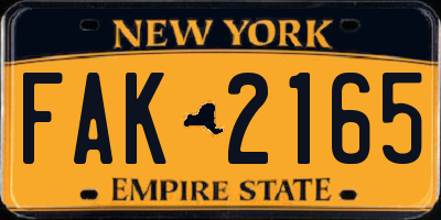 NY license plate FAK2165