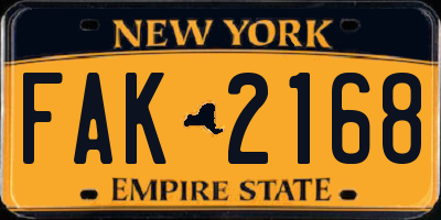 NY license plate FAK2168