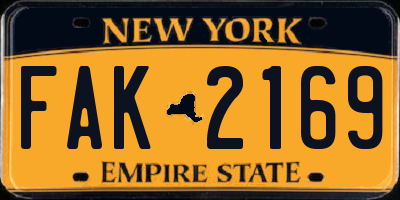 NY license plate FAK2169