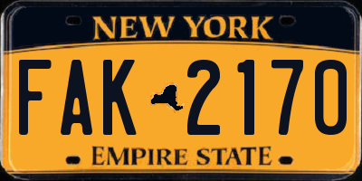 NY license plate FAK2170