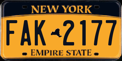 NY license plate FAK2177