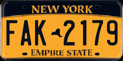 NY license plate FAK2179