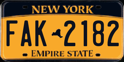 NY license plate FAK2182