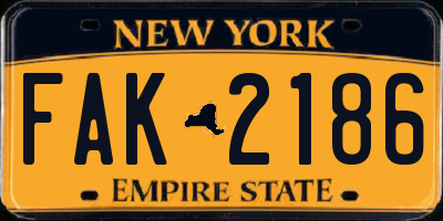 NY license plate FAK2186