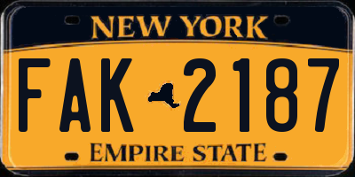 NY license plate FAK2187