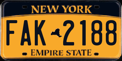 NY license plate FAK2188