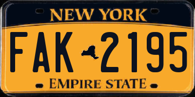 NY license plate FAK2195