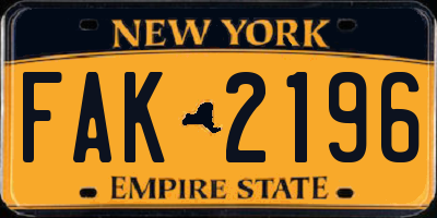 NY license plate FAK2196