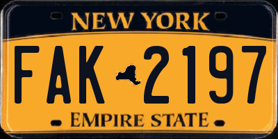 NY license plate FAK2197