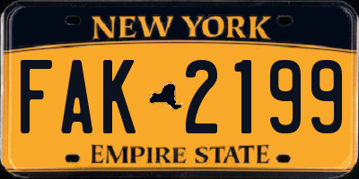 NY license plate FAK2199