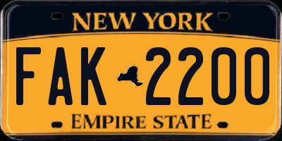 NY license plate FAK2200