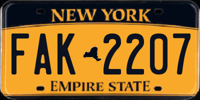 NY license plate FAK2207