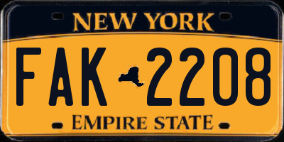 NY license plate FAK2208