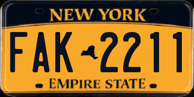 NY license plate FAK2211