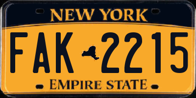 NY license plate FAK2215