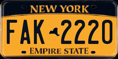 NY license plate FAK2220