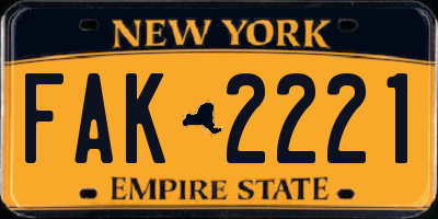 NY license plate FAK2221