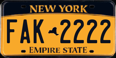 NY license plate FAK2222