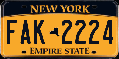 NY license plate FAK2224