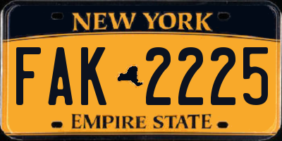 NY license plate FAK2225