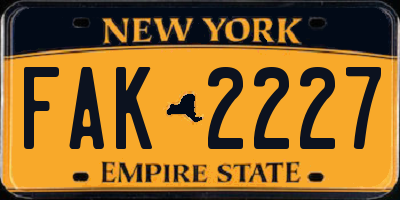 NY license plate FAK2227