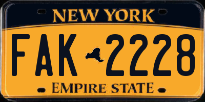 NY license plate FAK2228