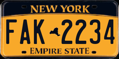 NY license plate FAK2234