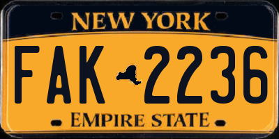 NY license plate FAK2236