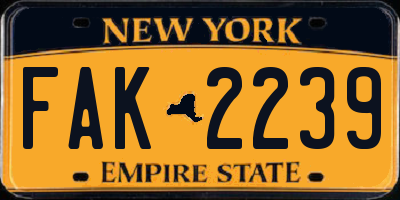 NY license plate FAK2239