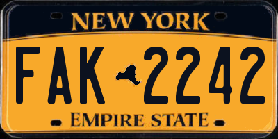 NY license plate FAK2242