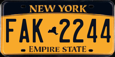 NY license plate FAK2244