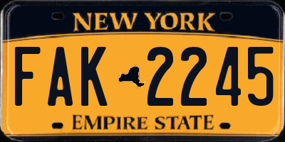 NY license plate FAK2245