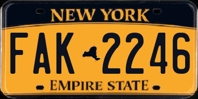 NY license plate FAK2246