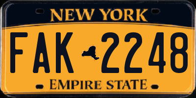 NY license plate FAK2248