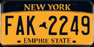 NY license plate FAK2249